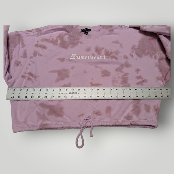 Forever 21 Sweatshirt Women's M Tie Dye Pink Cropped SWEETHEART Activewear - Picture 8 of 11